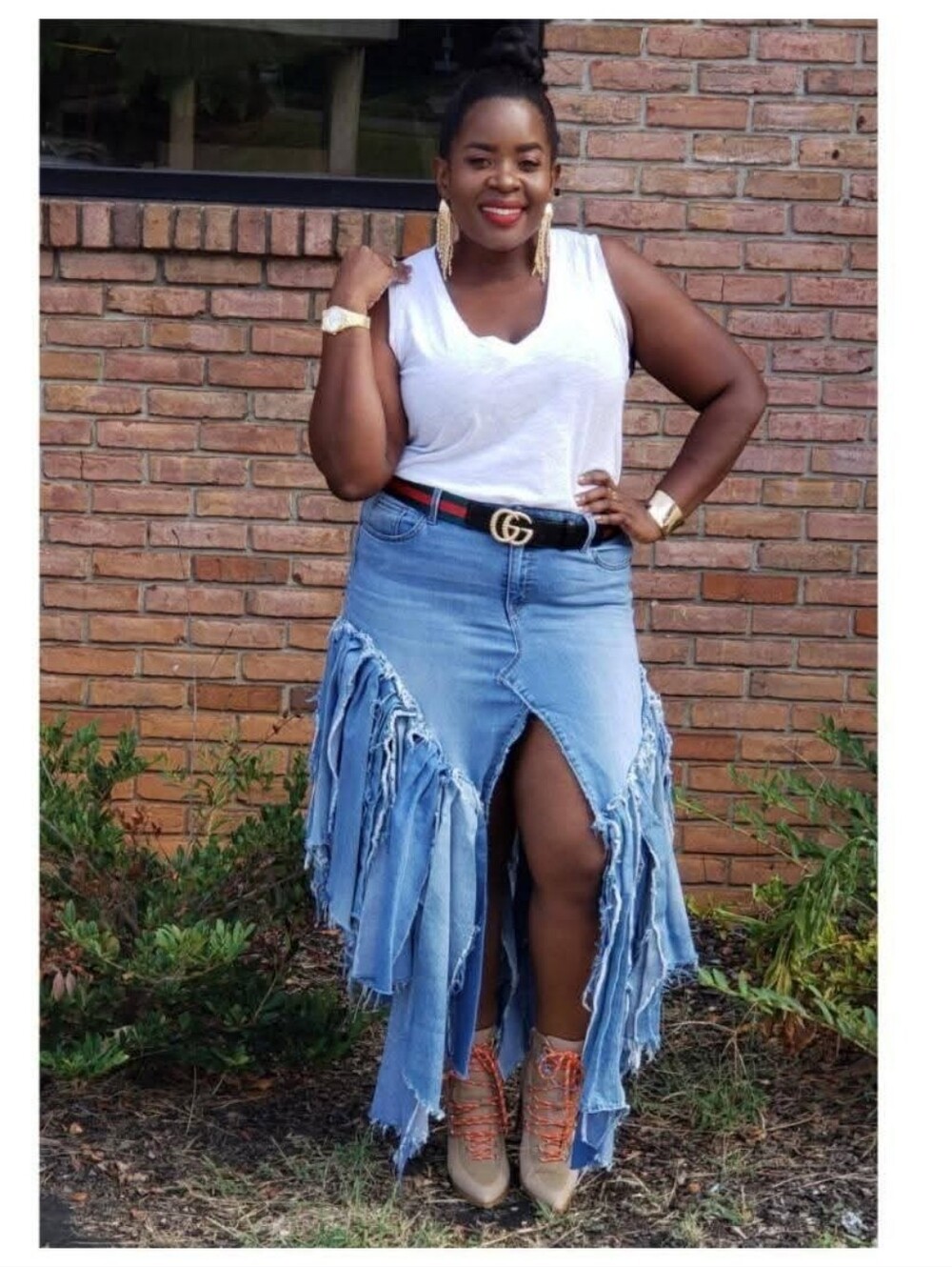 Denim Fringe Skirt CUSTOM FRINGE SKIRT